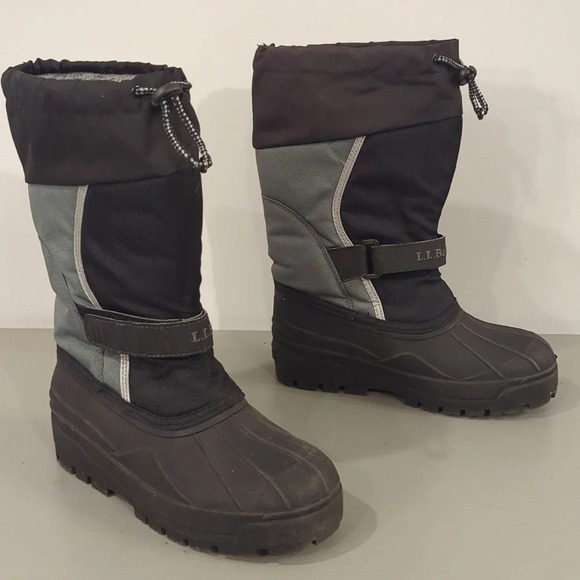 LL Bean Kids Northwoods Snow‎ Boots Graphite size 4 Unisex Gray Black - Picture 1 of 9